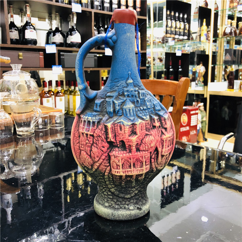 格鲁吉亚红酒陶罐瓶葡萄酒彩陶瓷原瓶进口750毫升萨别拉维干红