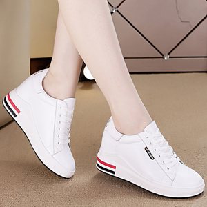 白色休闲鞋女内增高单鞋图片