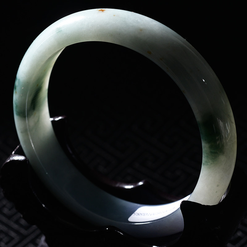 糯种缅甸翡翠a货双色手镯55.49克