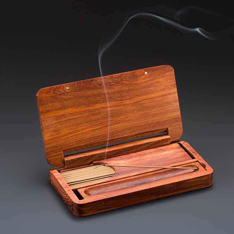 鱼员外外出便携式实木熏香盒红土芽庄沉香线香小套组线香炉香插座