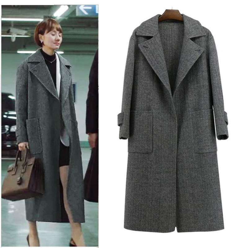 一折唐晶同款大衣灰色