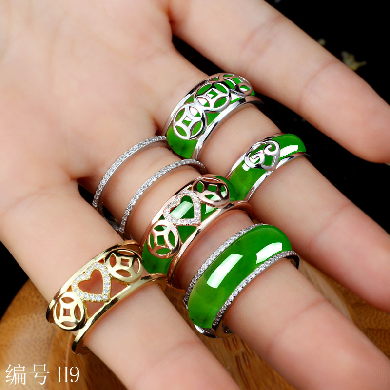 s925纯银戒指空托镶嵌翡翠玉石蜜蜡戒指环套保护套男女款纯银空托