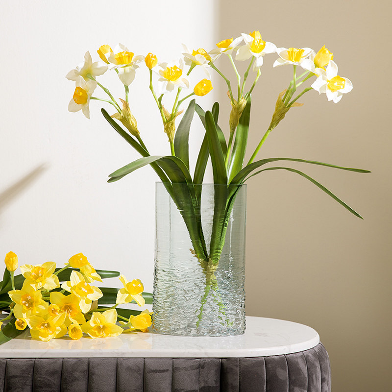 ins大号多头洋水仙花束仿真假花客厅摆件餐桌绢花盆景花室内摆设
