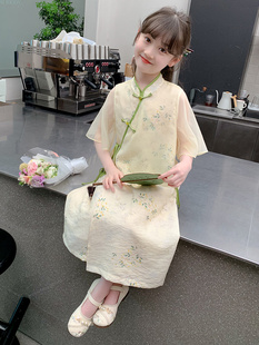 女童夏装套装儿童洋气汉服连衣裙中国风女孩夏季公主裙子复古旗袍