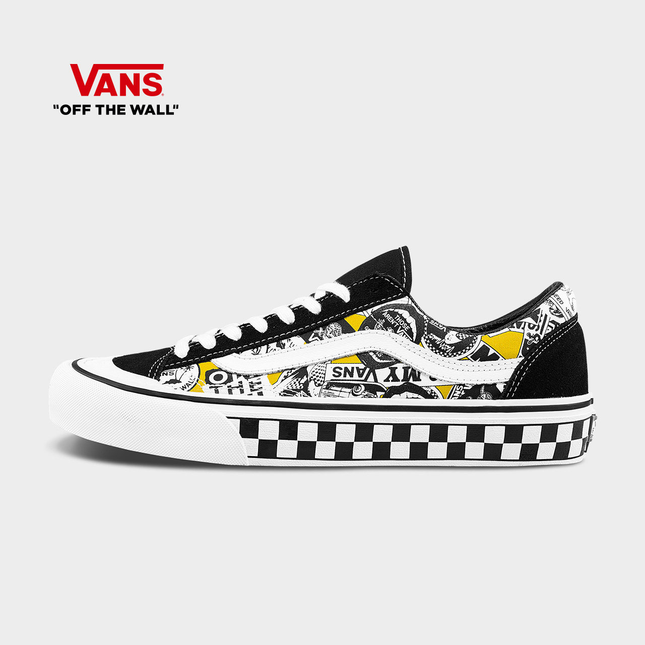 vans范斯官方 棋盘格侧边印花卡通图案男女板鞋运动鞋