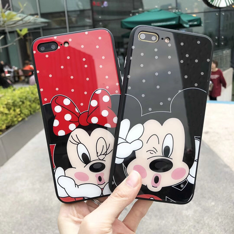 米奇iphone X手机壳苹果6sp卡通8p情侣6s钢化玻璃壳7plus可爱女款|msdalam kategori Beg kulit/wanita/beg lelaki, beg Ms. - dari Buy2taobao.com untuk memberikan perkhidmatan ejen Taobao profesional membeli