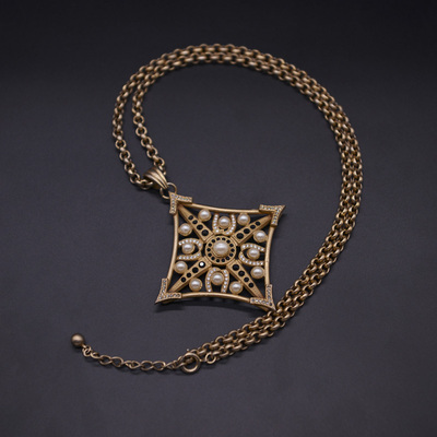 【vintage】古董 复古着 古典 珍珠 马耳他 十字架 项链 毛衣链