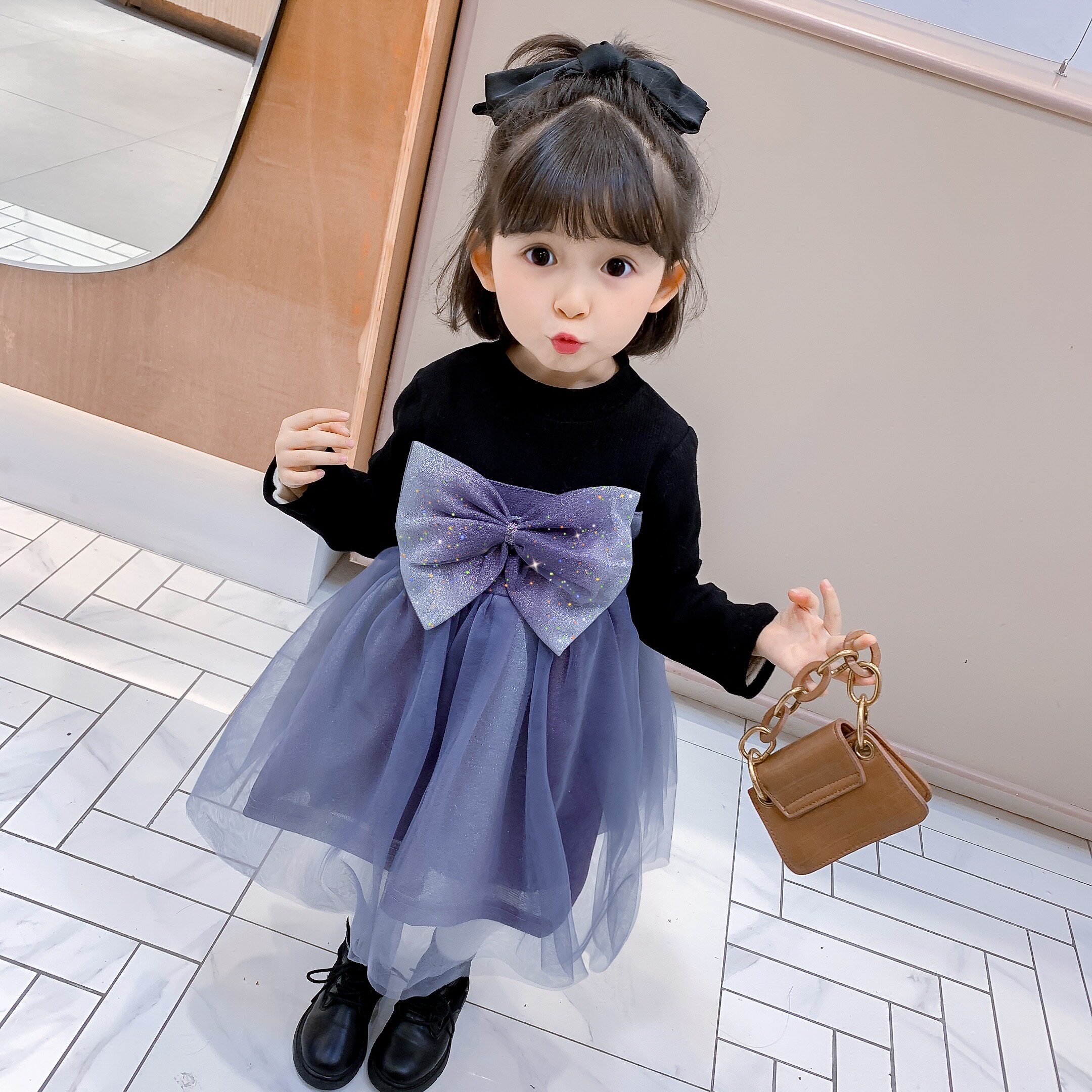 女童连衣裙加绒儿童小童2020冬新款女洋气裙子宝宝冬款公主裙秋冬