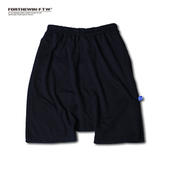 FTW Forthewin 16SS Haren Shorts 蓝标黑色低裆宽松款哈伦裤短裤