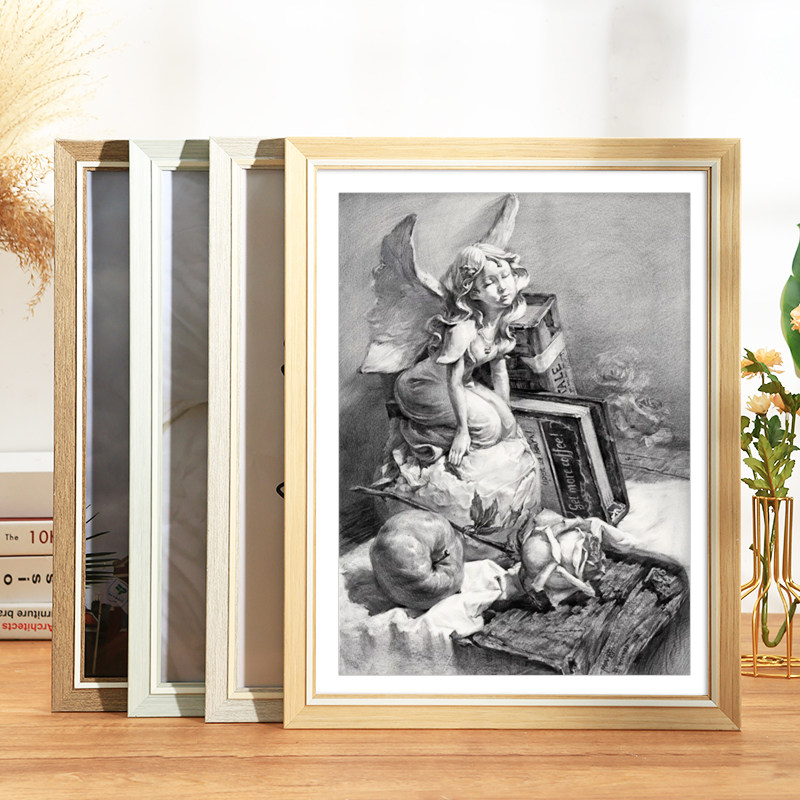 简约素描相框挂墙装裱油画四开8k八画框24寸外框a4纸展示框a3定制