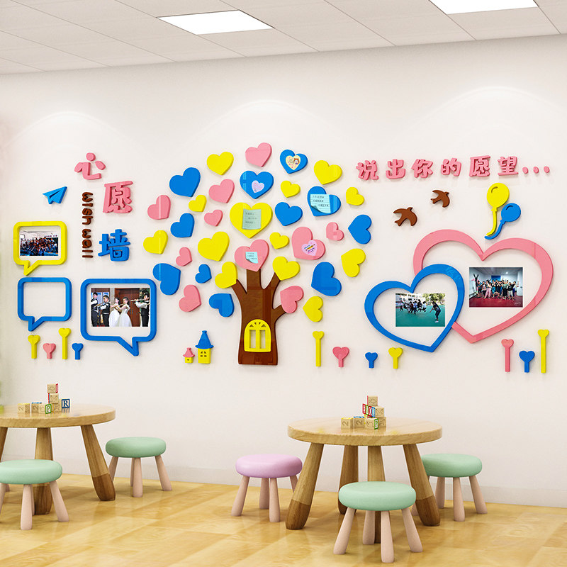 幼儿园心愿墙许愿树照片墙贴环创主题墙班级布置教室文化墙面装饰