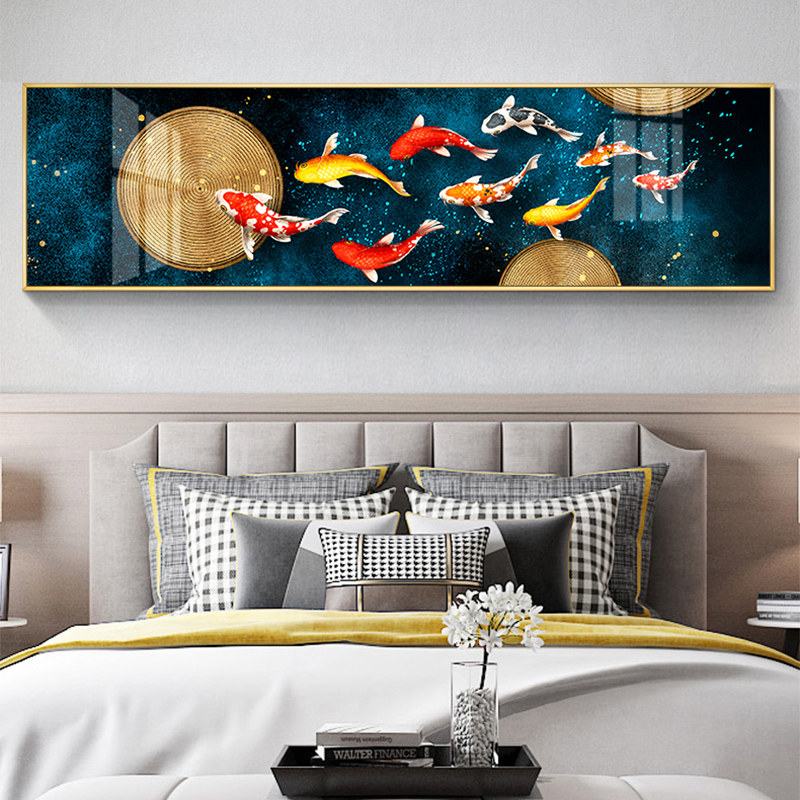 中国风国潮祥云仙鹤高清图库晶瓷画轻奢客厅别墅墙面三联挂画素材