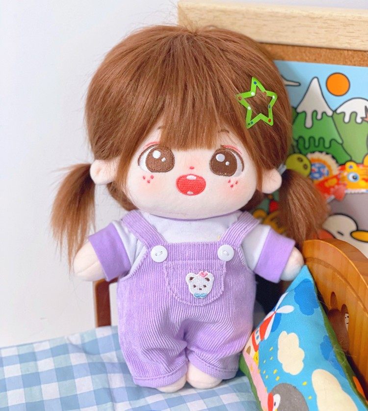 20cm炸毛网红可爱棉花娃娃套装人偶明星公仔周边背带裤纱裙衣现货