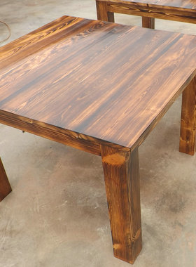 新款实木火烧木碳化木休闲桌打牌桌