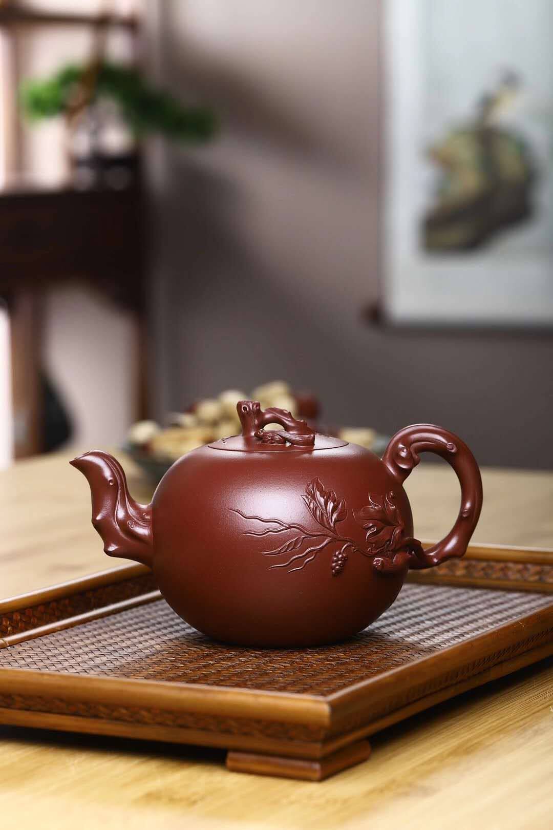 松鼠紫砂手工宜兴龙血--80葡萄作品芳芳吴芳芳茶壶