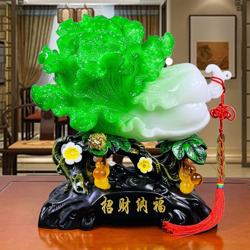 新房子客厅摆件玉白菜摆件招财进宝玄关酒柜店铺工艺装饰开业礼品