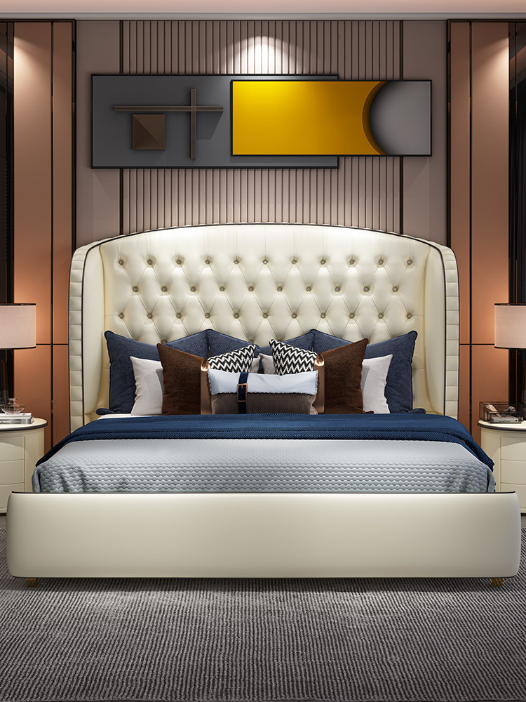 意式轻奢真皮床turri床后现代简约床卧室双人床婚床高端家具定制