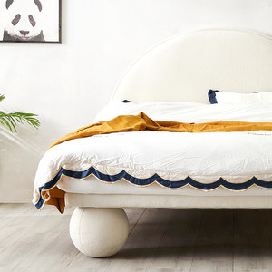 爱家主场出品 半圆布艺床实木1.5米儿童卧室双人北欧现代简约软床