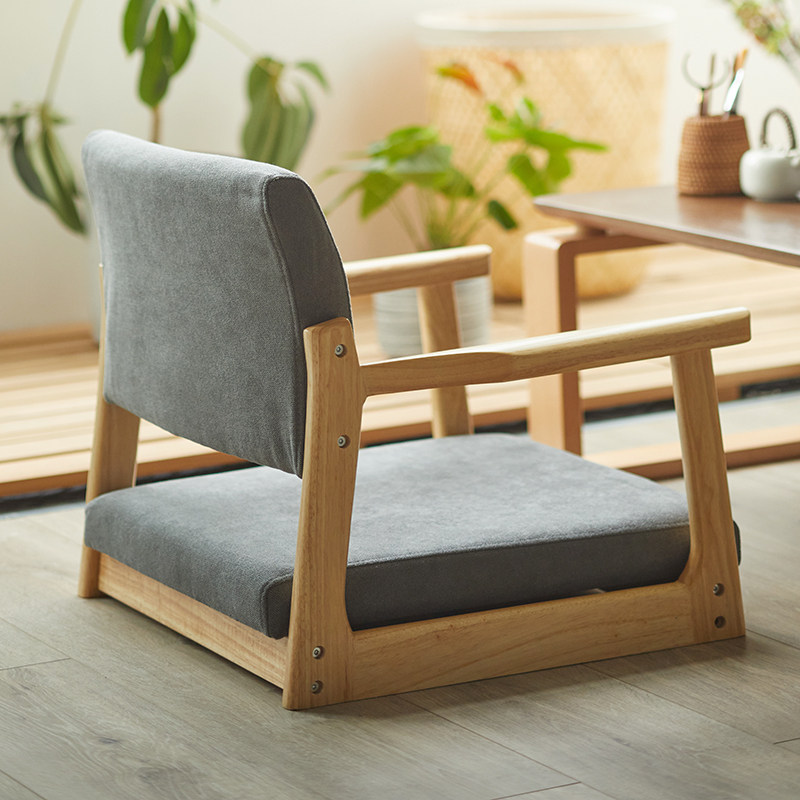 榻榻米椅子座椅靠背椅扶手实木矮椅无腿子日式和室椅简约飘窗椅