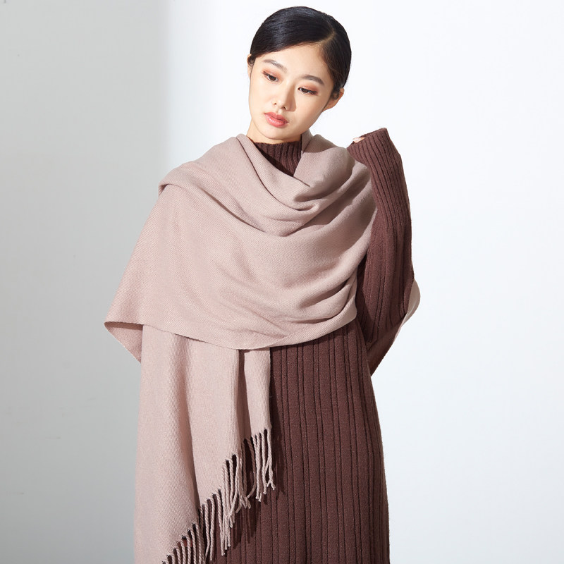 围巾女士冬季保暖韩版百搭春秋仿羊绒披肩冬天长款厚黑色外搭两用