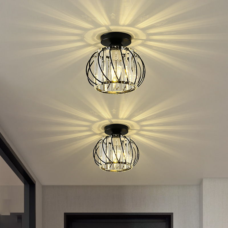 水晶过道灯 走廊灯 阳台吸顶灯led北欧风格个性创意小吊灯玄关灯