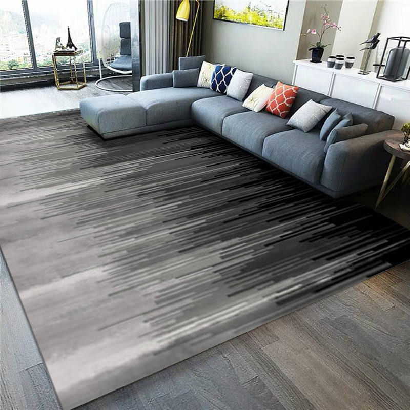 客厅茶几下的地毯轻奢卧室沙发灰色现代风简约高级抽象深色地毯