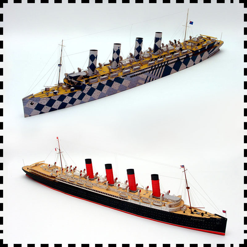 英国毛里塔尼亚号邮轮纸模型轮船模型1400手工diy纸艺
