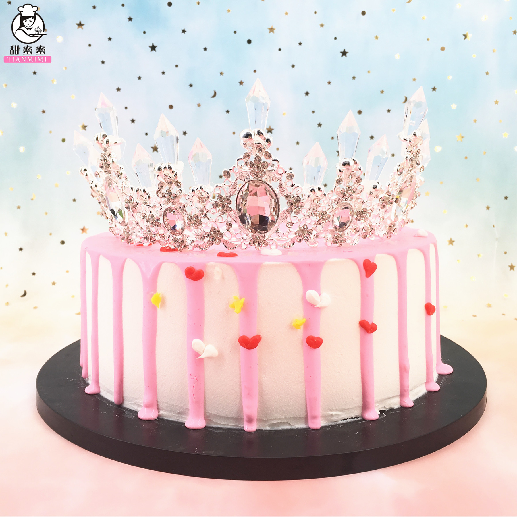 一折公主头饰成人 王冠_生日蛋糕装饰摆件皇冠巴洛克水晶大王冠头饰