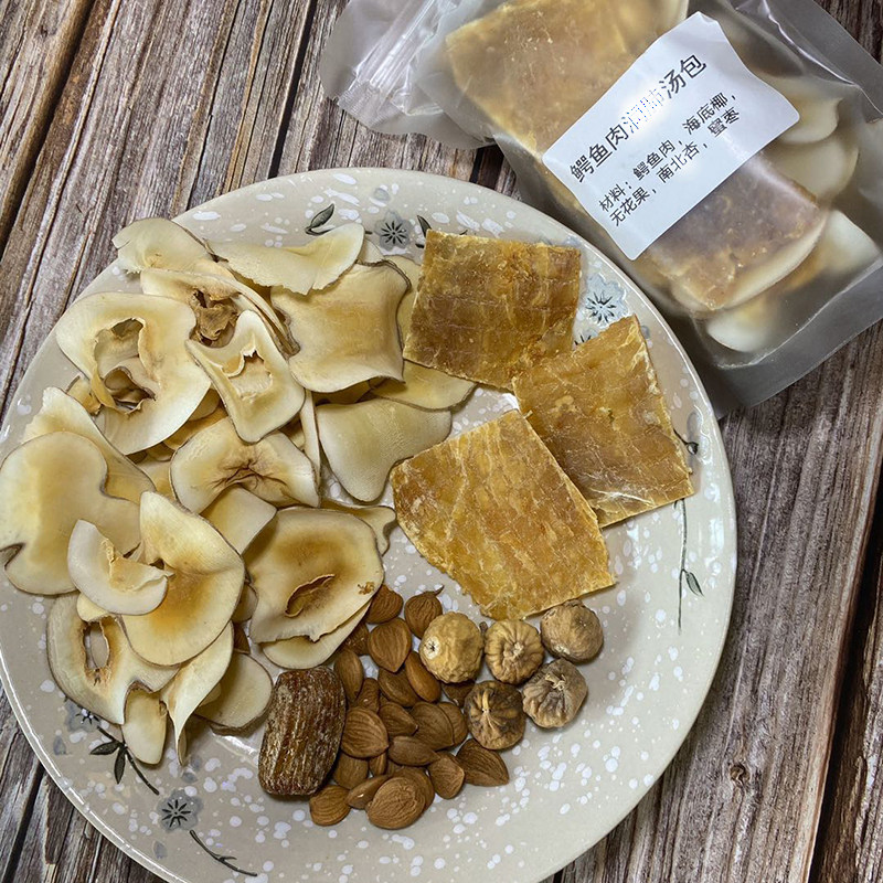 鳄鱼肉干汤平喘化痰广东滋补煲靓汤药膳汤料包养生海底椰南北杏