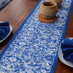 汉尚青花瓷桌旗蓝色新中式民族风全棉布艺茶几旗电视柜旗茶席定制