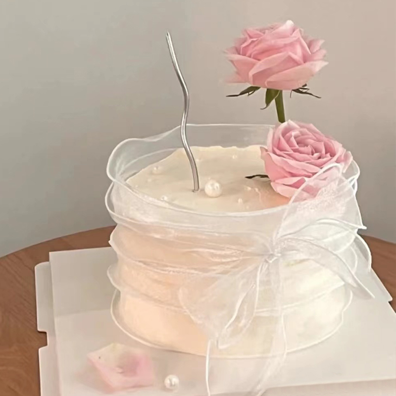 网红玫瑰花蛋糕装饰插件雪梨纸网纱围