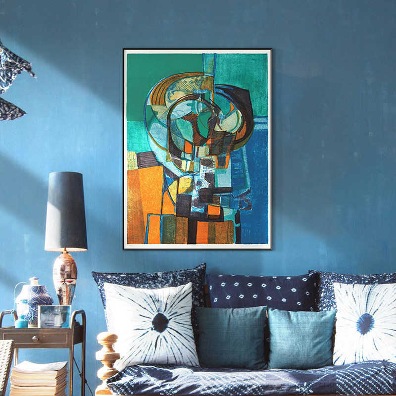 一折彩铅装饰画_彩铅现代轻奢客厅沙发背景墙抽象装饰画马克斯作入户