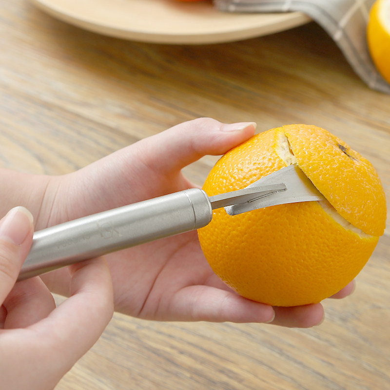 扒皮_脐橙剥橙器大号 304不锈钢自动拨开橙器扒皮拨橘子开皮剥柚子