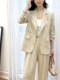 韩版薄款天丝亚麻西装7735小众七分袖褶皱设计宽松外套女2024春季