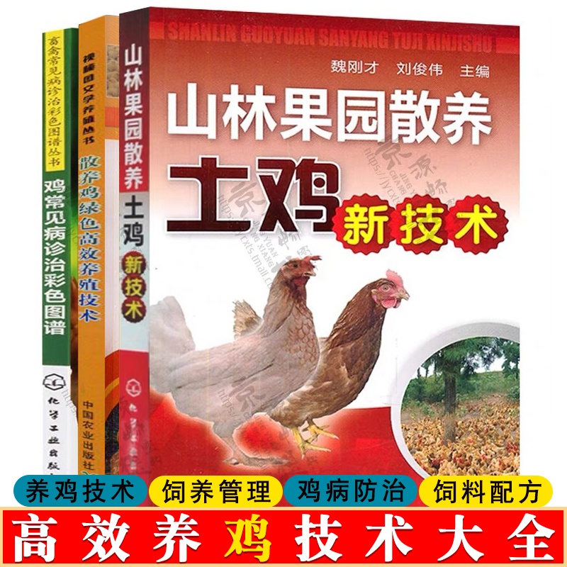 养鸡技术书 山林果园散养土鸡新技术+散养鸡饲养管理+鸡常见病诊治彩色图谱与安全用药 鸡饲料配方 养鸡技术大全 养鸡书籍