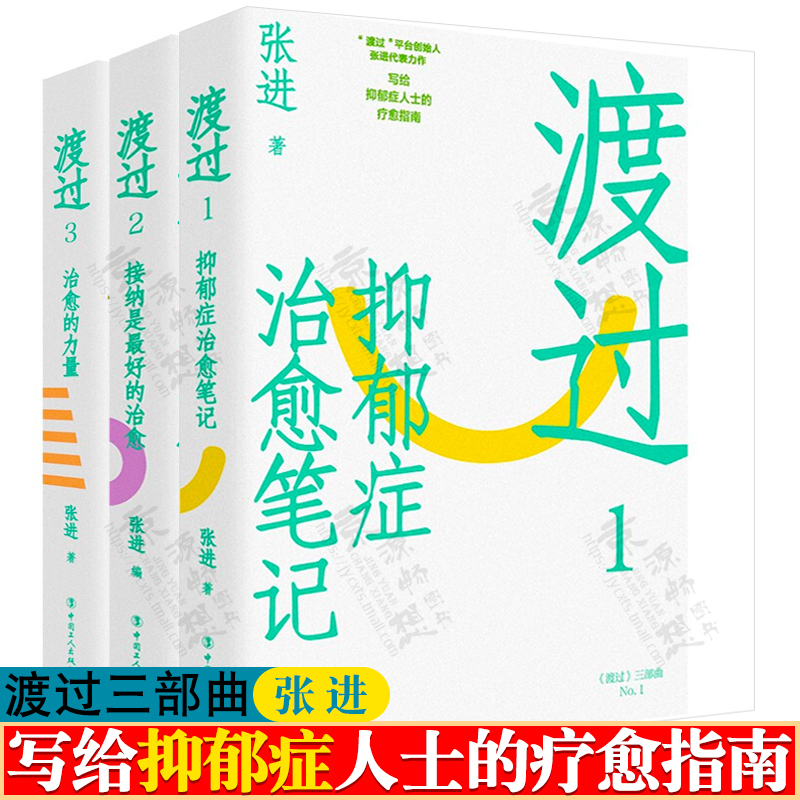 渡过三部曲 张进 渡过123抑郁症治愈笔记+接纳是最好的治愈+治愈的力量 抑郁自我治愈心里创伤疗愈 抑郁症疗愈指南 抑郁症治疗书籍