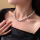 高档气质圆珠珍珠锁骨链简约金属项链韩国时尚百搭轻奢高级感项饰