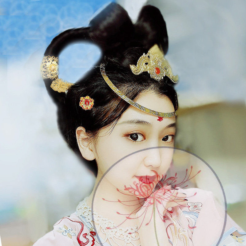 唐朝头饰敦煌飞天发饰套装古风发冠汉服坦领发簪供养人圣母金环钗