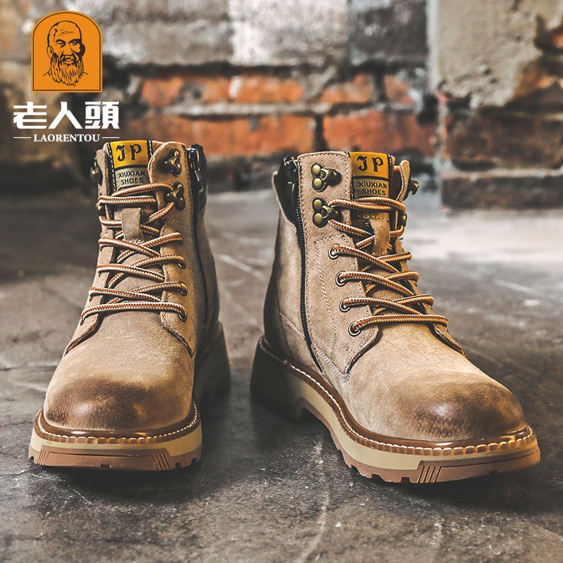 老人頭馬丁靴男2021冬季高幫英倫風韓版工裝靴潮流中幫沙漠短靴子在類目 流行男鞋, 靴子中 - 來自Buy2taobao.com提供專業的淘寶代購服務