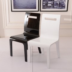客厅餐椅现代简约餐厅实木椅子 黑白色钢琴烤漆实用一体成型餐椅