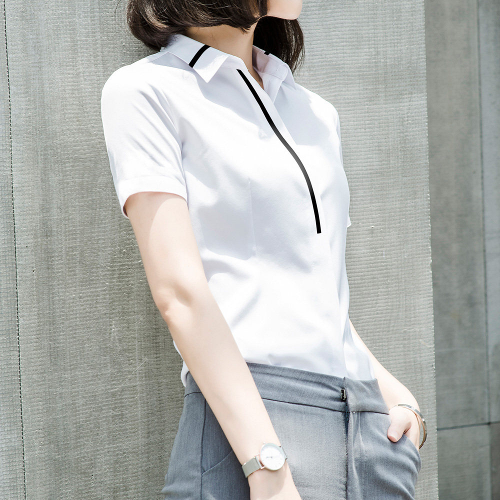 职业白衬衫女夏短袖正装衬衣女夏季薄款前台半袖工装寸气质工作服