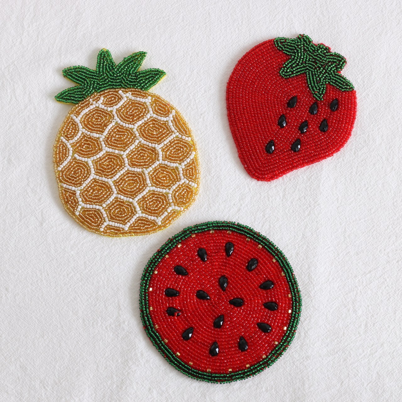 afternoon tea 草莓菠萝西瓜手工杯垫串珠杯垫日单