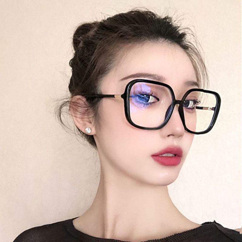 d家黑色粗框眼镜女潮防蓝光护目镜网红大框大脸方形显瘦素颜近视