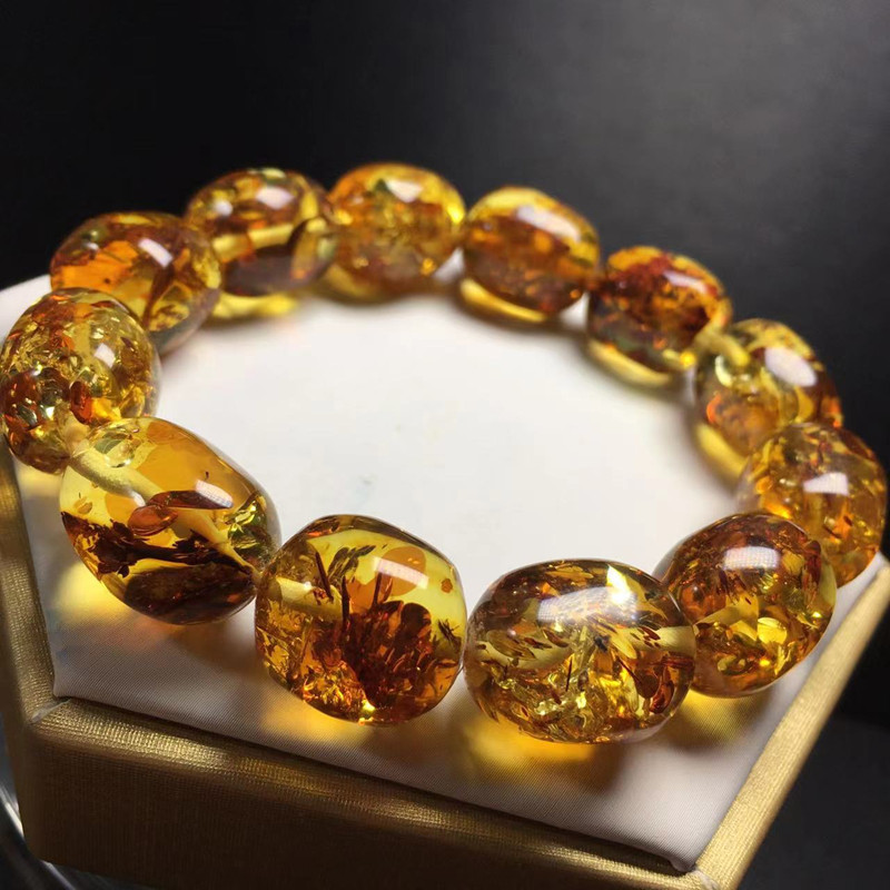 花珀随型手链天然蜜蜡amberambrum树脂松脂化石有机宝石