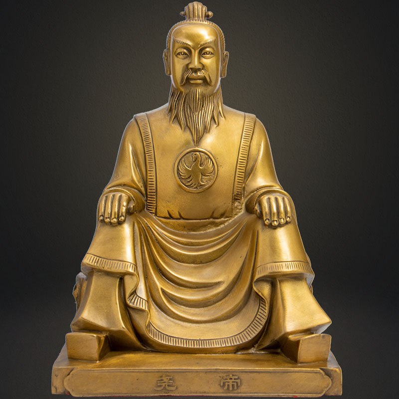 善缘堂 华夏首领尧帝像尧舜禹铜像家用纯铜精品人物客厅精致摆件