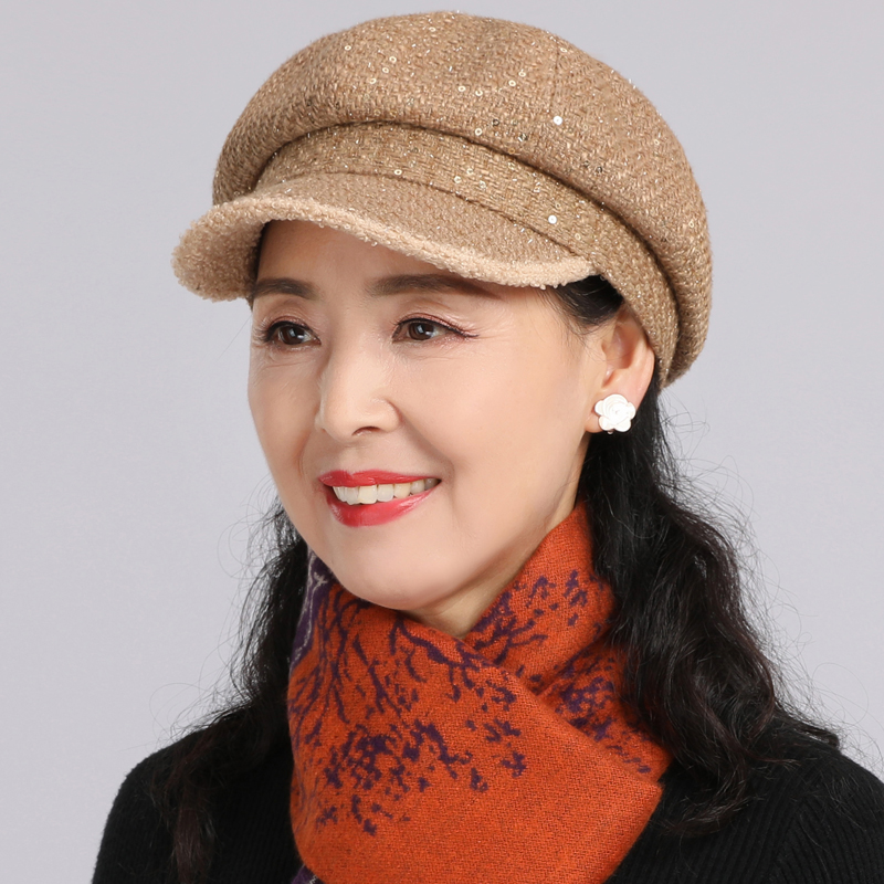 八角帽韩版春秋女士潮中年时尚女帽百搭洋气女秋季中老年妈妈帽子