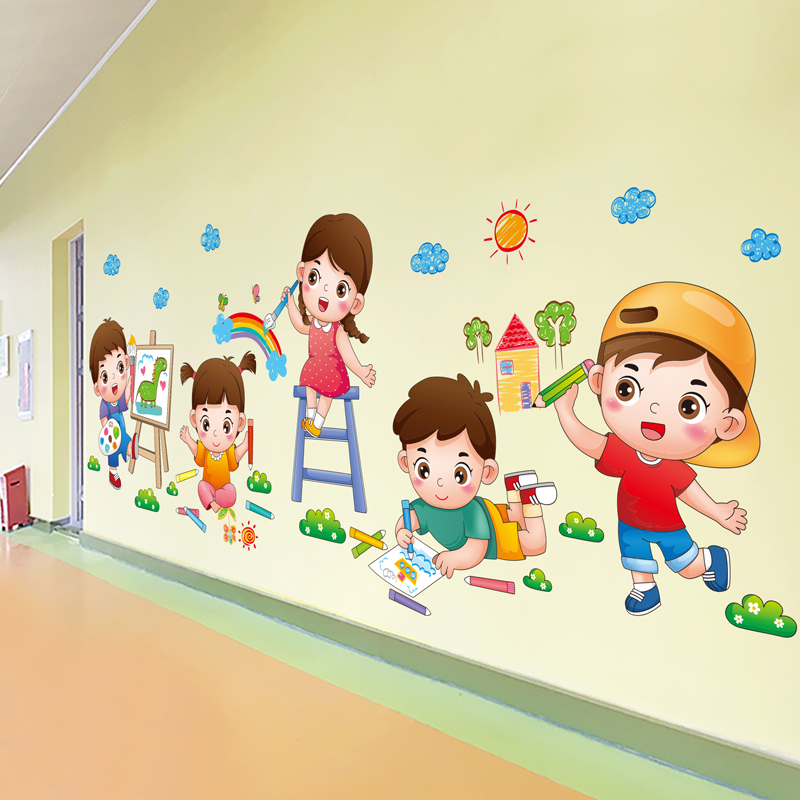 幼儿园环创主题墙教室走廊墙面装饰可爱卡通贴纸墙贴画墙壁纸自粘
