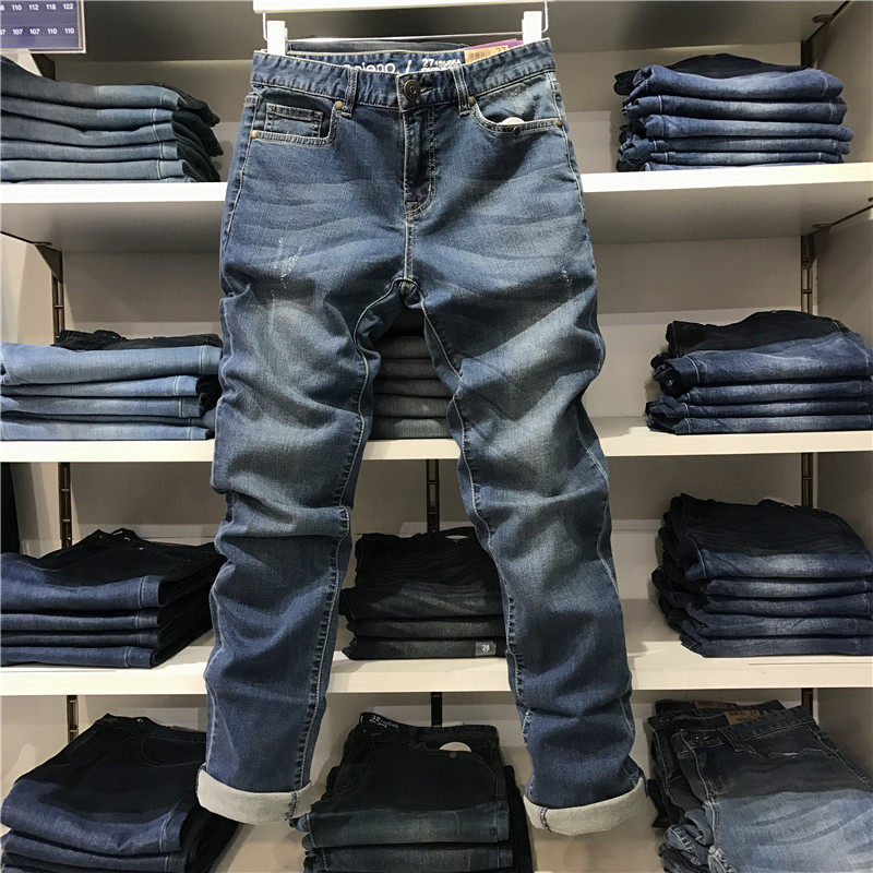 班尼路baleno男装春款修身低腰小直筒剪裁革新弹力牛仔裤88711002