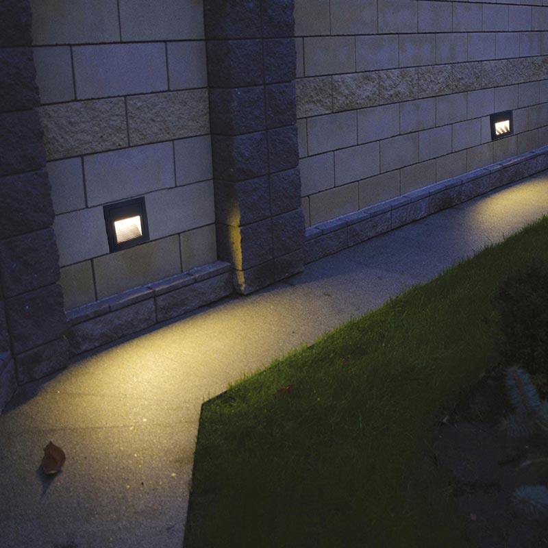 led户外防水地脚灯86型嵌入式过道墙角灯人体感应楼梯踏步台阶灯