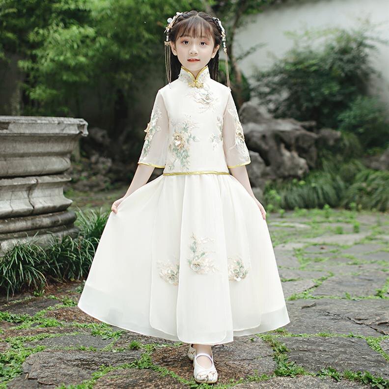 民国风汉服女童秋季古装中国风儿童短袖两件套超仙小女孩唐装夏款